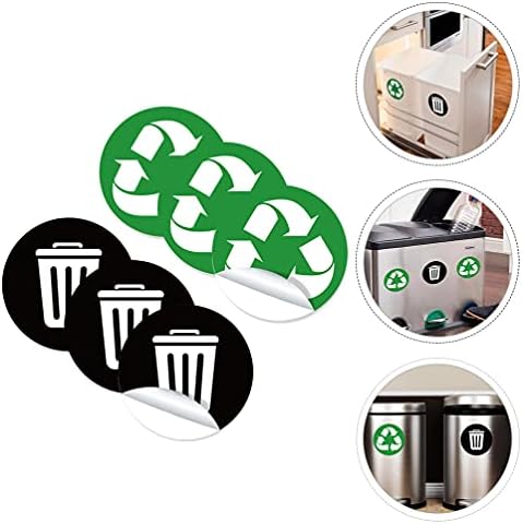 Етикети NUOBESTY, Кръгла Кутия за боклук, 6 Листа, Стикер със символи за рециклиране и отпадъци, Стикери за сортиране на боклука, Vinyl