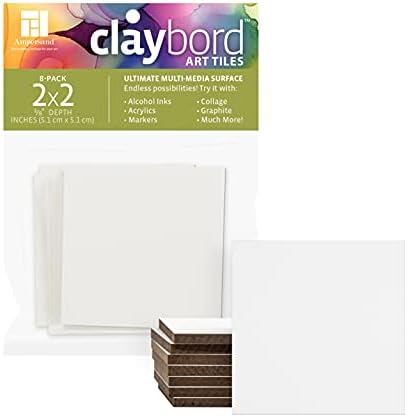Художествена плочки Ampersand Claybord, Плосък профил на 1/8 инча, 2x2 инча, Опаковка от 8 броя (CBS022)
