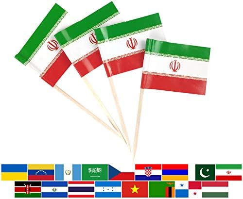 JBCD Ирански Флаг-клечка за Зъби Ирански Мини-Флагове за Топпинга Кексчета (100 бр)