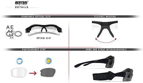 Спортни Слънчеви Очила по рецепта на Bertoni Спортни Очила с оптично скоба-адаптер за RX - Сменяеми дужек/каишка - треска. 399