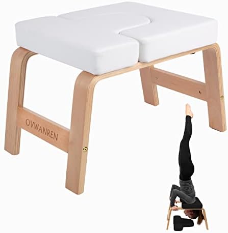 ovwanren Yoga Headstand Bench - Стол за йога с поставка за семейството, фитнес зала - Дървени и полиуретан подплата - Премахват умората и укрепват