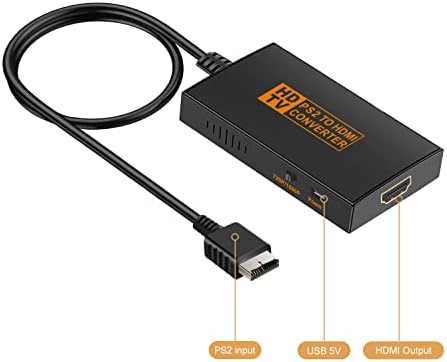 ZUKVYE Конвертор за PS2 към HDMI Адаптер за HDTV HDMI Монитор Съвместим с игрови конзоли PS1/PS2/PS3 с HDMI кабел