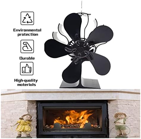LYNLYN Черно Камина Вентилатор за фурна с 5 Режима на отопление Дърво Горелка Безшумен Вентилатор за домашна камина Ефективно разпределение на топлинна енергия (Цвят:
