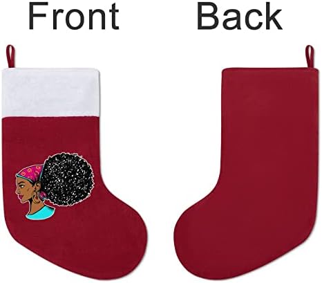 Афроамериканские Черни Дамски Коледни Чорапи-Чорапи с Плюшено Камина, Висящи за Домашен интериор Елхи