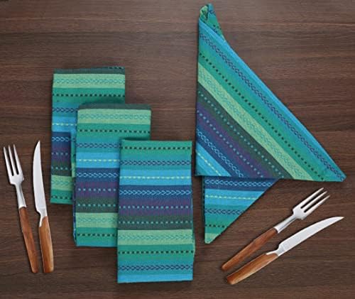 Тъканта, Кърпа за вечеря LFH Home Salsa Dobby Stripes - Комплект от 12 Многократно Коктейлни Памучни Салфетки, които могат да се перат в машина,