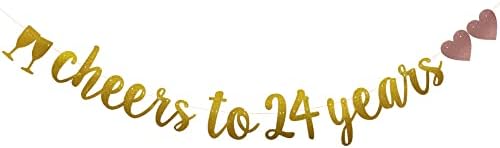Банер Наздраве to 24 Years, Предварително Натянутый, Хартиени Гирлянди със Златен Блясък на 24-ти Рожден ден/Годишнина от сватбата си, за да проверите за декорация на Пар?
