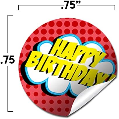 Етикети с надпис Целувка за рожден ден на момче-супергерой от комикс за деца, 300 Кръгли стикери с размер 0,75 инча за шоколадови