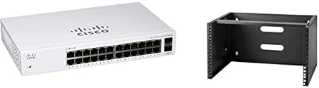 Cisco Business CBS110-24T-D Unmanaged switch | 24 порта GE | 2x1G SFP с общ достъп | Защита с ограничен срок на служба (CBS110-24T-NA) & StarTech.com Мрежова стойка за стенен монтаж 6U - Дълбочина на 14 инча (нис