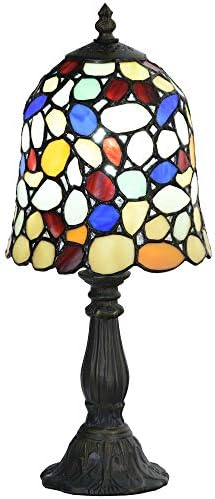 Настолна лампа от цветно стъкло Bieye L10729 Cobblestone в стил Тифани с абажуром ширина 6 инча, Боядисана, височина 15 см
