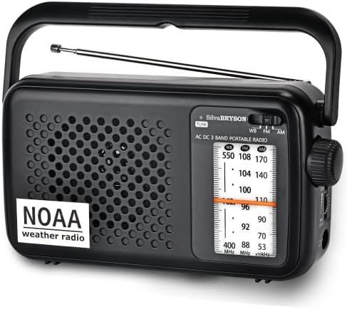 Портативен вход за транзистор на радио SilvaBRYSON NOAA Weather, Аварийно AM/FM радио, подключаемое към стената или работещ от 2 батерии
