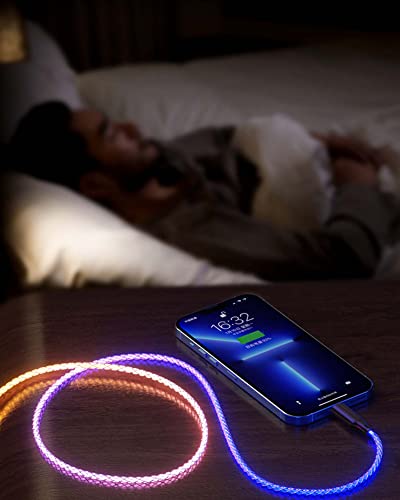 Кабел за зарядно на iPhone Light Up - сертифициран Пфи кабел за зареждане на устройства на Apple RGB LED Light.Кабел USB