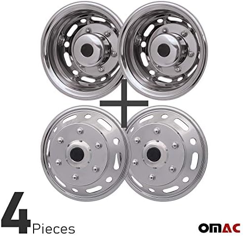 Автомобилни Аксесоари, OMAC Подражатели на колела От Неръждаема стомана, 16 инча (комплект от 4) Капачки на главините на Колата