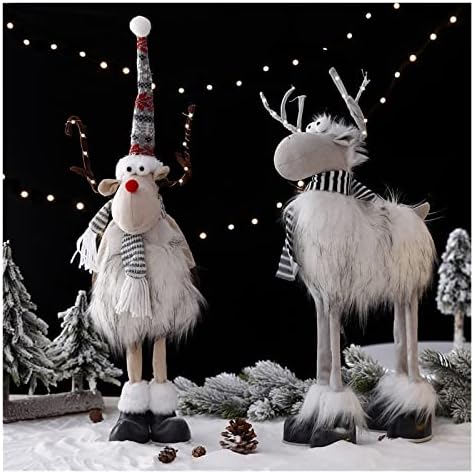 Коледна Украса PIFUDE Коледен Орнамент във формата на Лос Плюшен Кукла ръчно изработени с Разтегателен Пружинящими Крака Украса