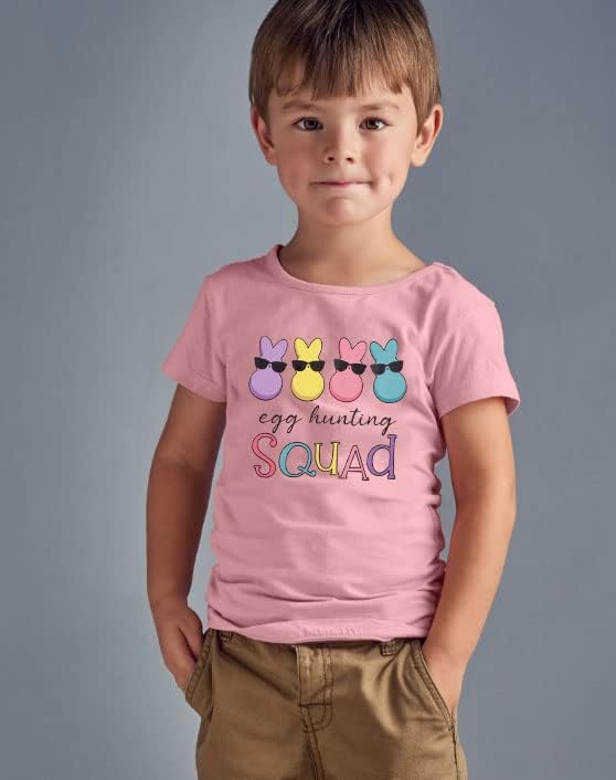 Тениска DUTUT Egg Hunting Squad За Деца, Забавна Тениска На Великден, Слънчеви Очила Бъни Eggs, Подходяща За Групата Тениска Унисекс