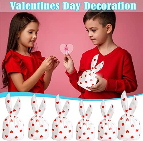 eyigylyo Подаръчни Пакети с Бонбони във формата на Сърце за Свети Валентин, 50 БР., Пластмасови Опаковки за шоколадови Бонбони, Подаръчни пакети за Лакомствата в Деня на