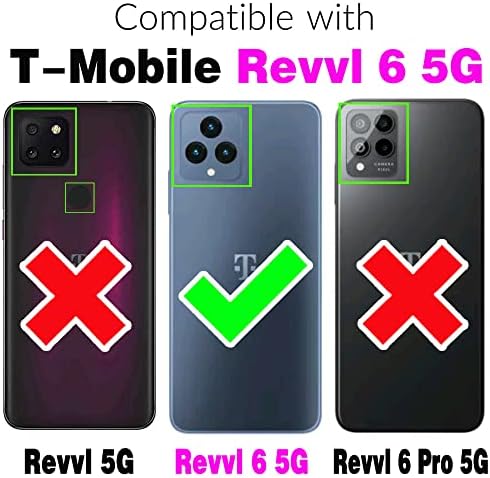 Asuwish Калъф за телефон T-Mobile Revvl 6 5G 2022, една чанта-портфейл със Защитно фолио за екрана и сгъваща се стойка за карти, Мобилен Tmobile Revvl6 T Mobile Revel Tmo Revell Бунтовник 65G TCL Revll6 TMAF
