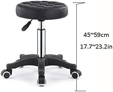 Стол за представляващи колела, Офис стол за разходки с бяла седалка от изкуствена кожа Регулируема височина 45-59 см, Поддържан тегло