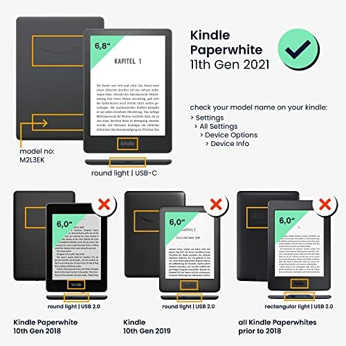 пробковый калъф kwmobile е Съвместим с Kindle Paperwhite 11. Поколение 2021 - Защитен калъф-Книжка за четене на електронни