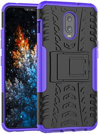 Калъф COTDINFORCA за OnePlus 6T с шарките на гумите, сверхпрочный здрав защитен калъф с ударопоглъщащ стойка, свалящ се 2 в 1 за OnePlus 6T (2018 г.). Хюн Магента