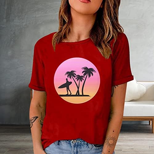 Женска тениска Sunrise Sunset е Забавна Графика Ежедневни Тениска С Къс Ръкав, Потници За пътуване На Природата
