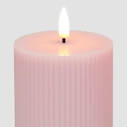 Girimax Розови Перки Беспламенные Свещи на Полюсите с Дистанционно управление, Блестящо Led Восъчни Свещи за Батерии D 3H 4 6
