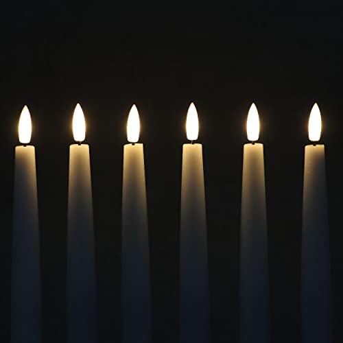 Rhytsing 11,4 Беспламенные Конични Свещи с функция таймер, Дълъг Свещник за вечеря на батерии от восък в селски стил, Топло бяло