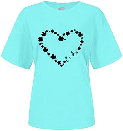 Akollsppnsy/ Ризата на Деня на Св. Патрик, Дамски Лятна Тениска с Къс Ръкав и кръгло Деколте Размер Плюс, Елегантни Блузи за жени