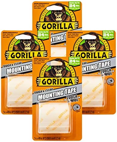 Тежкотоварни двустранна монтажна лента Gorilla Tough & Wide, 2 x 48, Бистра, (опаковка от 4 броя)