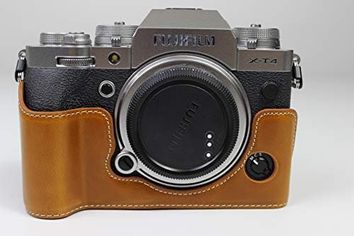 Калъф X-T4, BolinUS Ръчно изработени От Изкуствена Кожа, Половината от своята практика за фотоапарати, Версия на чанта с по-Отваряне за Fuji Fujifilm X-T4 XT4 с каишка за ръка (кафя?