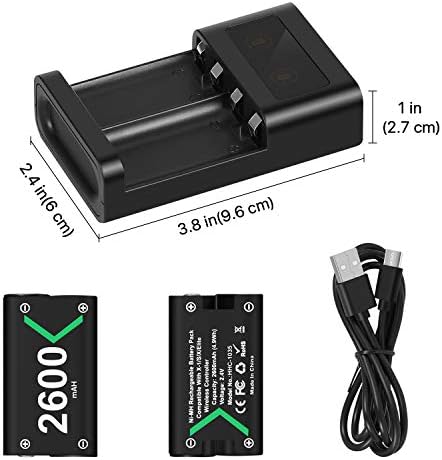 Акумулаторна батерия TNP за безжичен контролер Xbox Series X S Remote Upgrade Kit с двойно зарядно устройство, висок капацитет за съхранение 2x2600 ма, led индикатор за Microsoft Xbox Series X S/Xbox