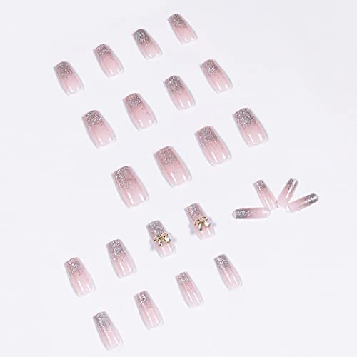 Foccna Дълги режийни ноктите розови пайети, наклеивающиеся на ноктите, ежедневни облекла, изкуствени нокти, акрил, пълно покритие, режийни