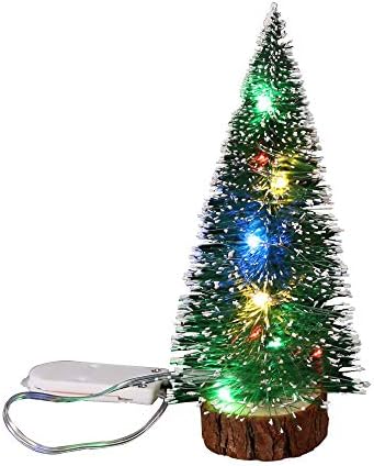 OUHOE 3 БР. Малко Коледно Дърво със светлини, Мини Коледно Дърво, Декорация на Плота, Миниатюрна Борова Елха, Коледен Празничен