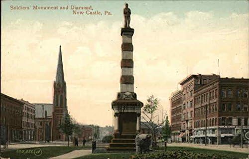 Паметник на войниците и Диамантена Ню Касъл, Пенсилвания, ПЕНСИЛВАНИЯ Оригиналната Антични Картичка