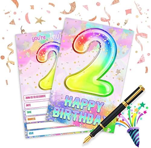 покани Картички на парти в чест на 2-ри рожден ден, Преливащи Голографическое покани в Пликове (20 опаковки)