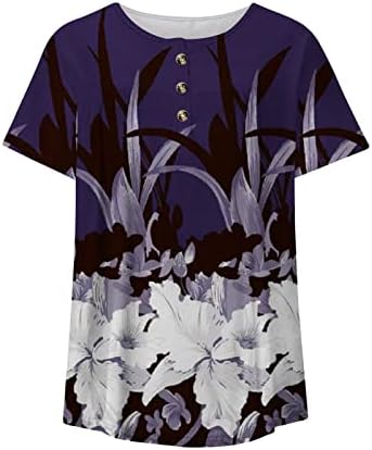 Iuhan/ Дамски Елегантни Блузи С Къс ръкав, Шарени Ризи с копчета, Блузи Свободно, Намаляване, Модерни Ежедневни Дамски Блузи С V-образно