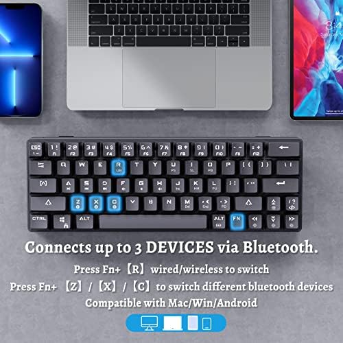 DIERYA DK63N 60% Безжична Жичен Ръчна Детска Клавиатура, Bluetooth клавиатура с RGB подсветка на клавишите със стрелки, 63