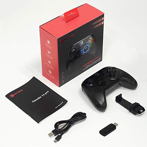 Безжичен гейм контролер GameSir T4 Pro за вашия КОМПЮТЪР с Windows 7 8 10 / iPhone/ Android/Switch, Двухшоковый Bluetooth USB Геймпад за мобилен телефон, Джойстик за игри на Apple Arcade Пфи, Прозрачен