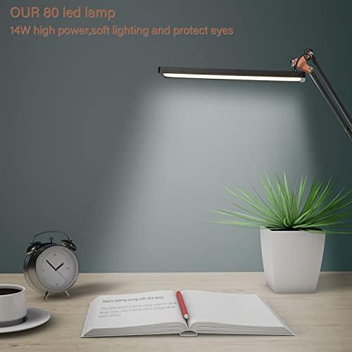 led лампа paugeory, Led Завъртане лампа с джигом, 3 цветови режим, лампа за защита на очите с димер 8-мо ниво, за домашния офис, Обучение,