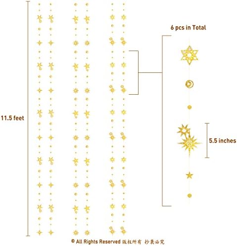 6 Струни Блестяща Златна Звездна Венец за Вечерни Бижута Звезден Банер на Фона на Слънцето, Луната Звезда Подвесное Украса За Рожден