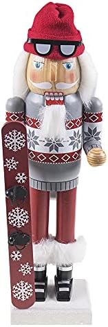 Весела Коледа Co. 14-Инчов Традиционна Дървена Лешникотрошачката, Празничен Декор Празнична Плотове, Дядо коледа на Сноуборд