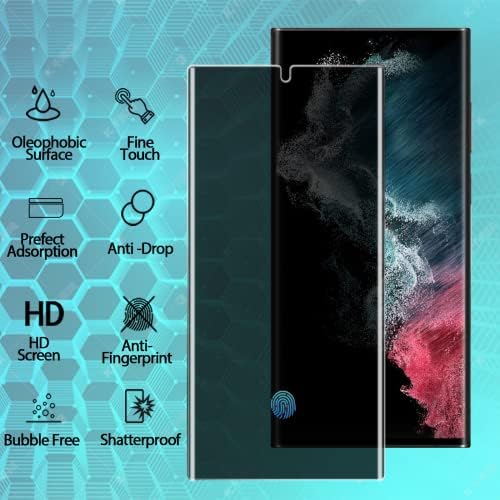 OWMGTS за Samsung Galaxy S22 Ultra 5G Защитно фолио за екрана на личните данни - 2 Защитни фолиа, изработени от закалено стъкло отпред + 2 опаковки със защитно фолио за обектива на ка