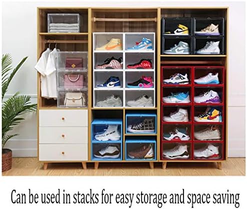 кутия за съхранение на обувки, без лента, Компактна Кутия За съхранение, Прозрачен шкаф за Обувки, Модерен (Цвят: черен)