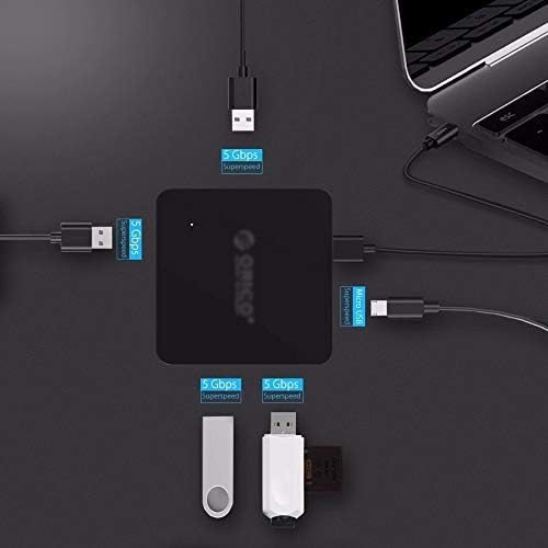 NIZYH Супер Високоскоростен 4-Портов USB хъб 3.0 е Преносим OTG-ХЪБ USB Сплитер с Порт захранване Micro B за лаптоп Macbook,
