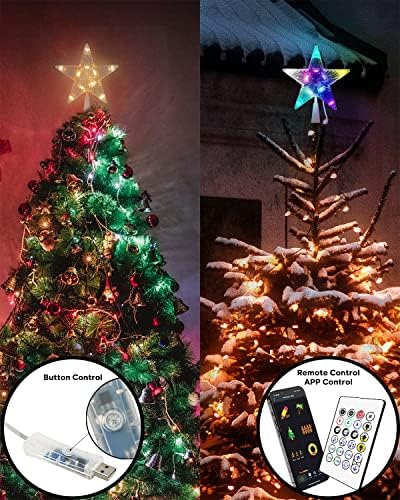 Topper за Коледната елха със светлини - дистанционно управление за Smart App 7 LED, което променя Цвета си, Топперы за Звездна