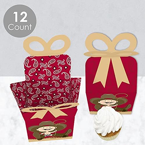 Голяма точка Щастие за Малък Каубой - Квадратни Подаръчни кутии за подаръци, Кутии, с Лъкове в стил Уестърн за детската