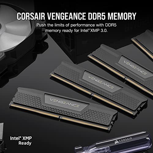 Оперативна памет CORSAIR VENGEANCE DDR5 96 GB (2x48 GB) 5200 Mhz CL38, Съвместима с Intel XMP iCUE, Компютърна памет - Черен (CMK96GX5M2B5200C38)