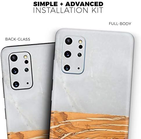 Дизайн Skinz Marble & Wood Mix V1 Защитно Vinyl стикер с обвивка от кожа, която е съвместима с Samsung Galaxy S20 (покритие на екрана