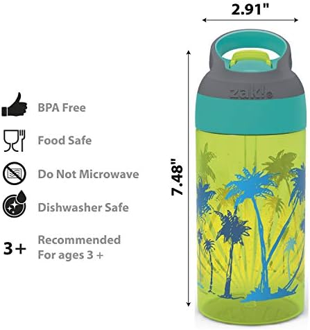 Бебешко шише за вода Zak Designs на 16 унции Riverside Beach Life с соломинкой и вградена линия за носене е Направен от устойчива