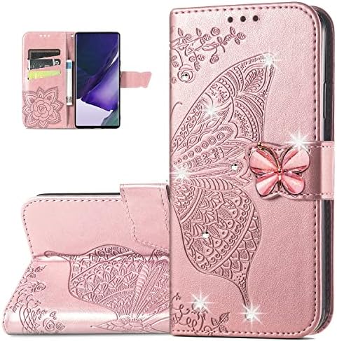 Чанта-портфейл Dinglijia за Samsung Galaxy S23 Ultra, калъф от изкуствена кожа с шарени пеперуди, магнитна закопчалка и притежател
