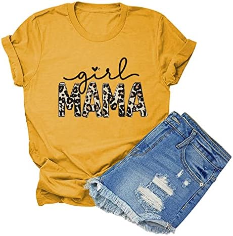 FMCHICO Мама Ризи за Жени Tie Боядисват Мама Тениска С Писмото Принтом Ежедневни Тениска Върховете Забавни Графики Тениски